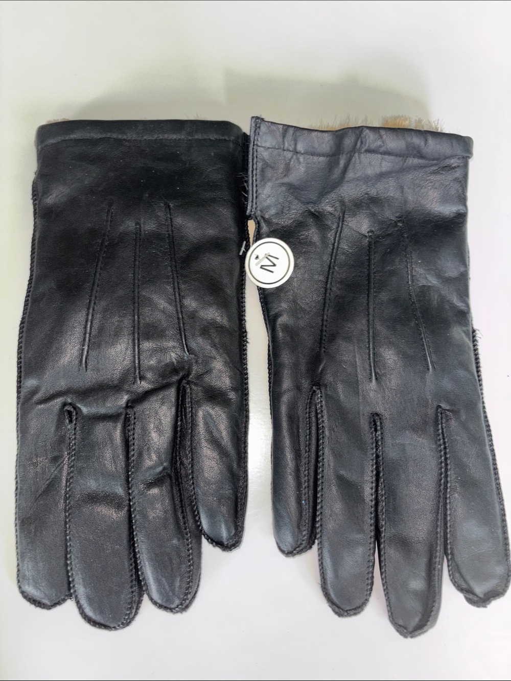Vintage Men's Black Leather fur lined Gloves - Classic Style